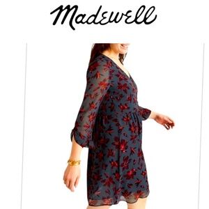 Madewell Moonblossom Ruffle-Sleeve Dress in Winter Orchid 3X